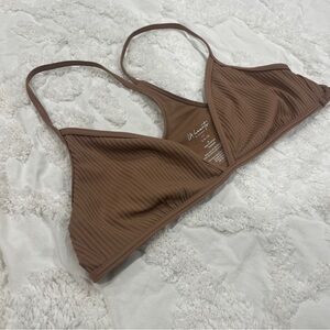 La Hearts Chocolate Ribbed Swim Top